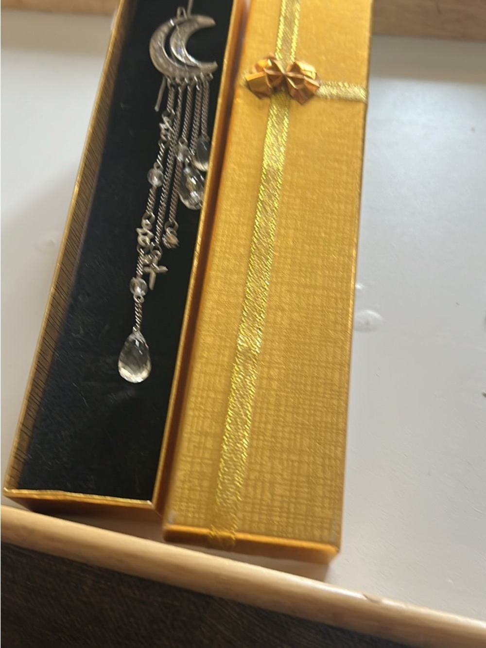 Silver Moon & Crystal Drop hair clip
